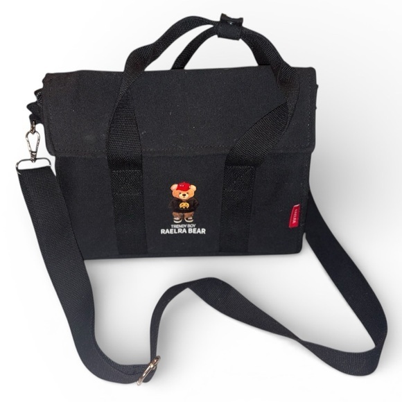 Raelra Handbags - Raelra Bear Moai canvas tote/shoulder/crossbody bag in black - Ralph